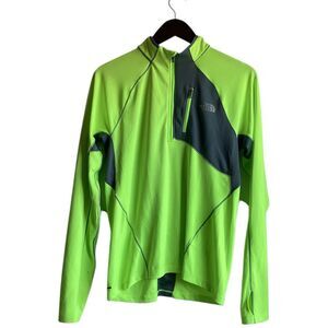 North Face Men's S Lightweight Lime Green 1/4 Zip Windbreaker Jacket